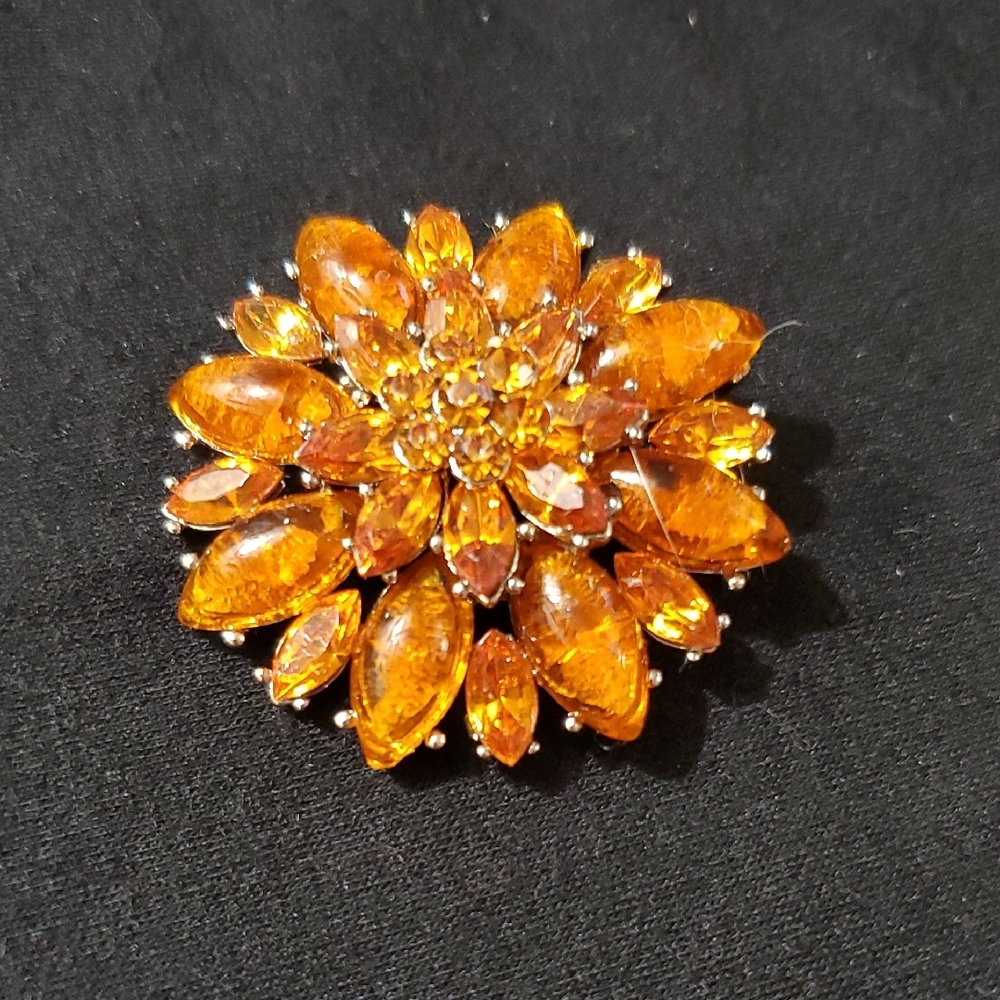 Vibrant Orange Starburst Brooch Jewelry StatementJjewelry